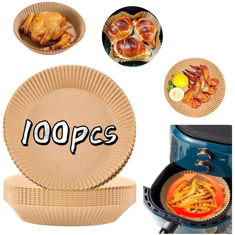 100/200pcs Air Fryer Disposable Liners 6.3 Inch Non-Stick Air Fryer Baking Papers Round Air Fryer Paper Liners Kitchen Accessories