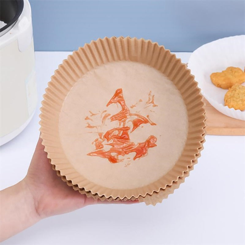 100/200pcs Air Fryer Disposable Liners 6.3 Inch Non-Stick Air Fryer Baking Papers Round Air Fryer Paper Liners Kitchen Accessories