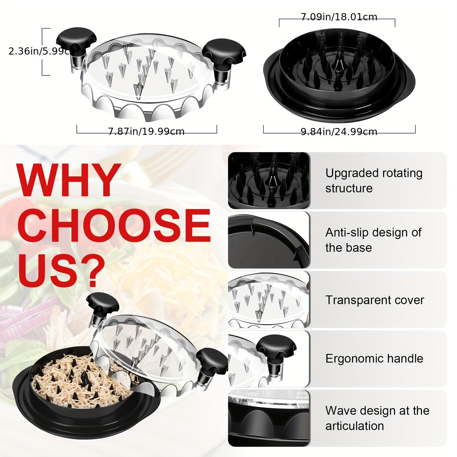 1pc, Chicken Shredder, Visible Chicken Breast Shredder Tool Twist, Large Meat Shredder Machine - Ergonomic Handle, Dishwasher Safe, counter-Slip, Cleaning Brush, Heat Resistant, Kitchen Accessories Meat Slicer Machine For Hom