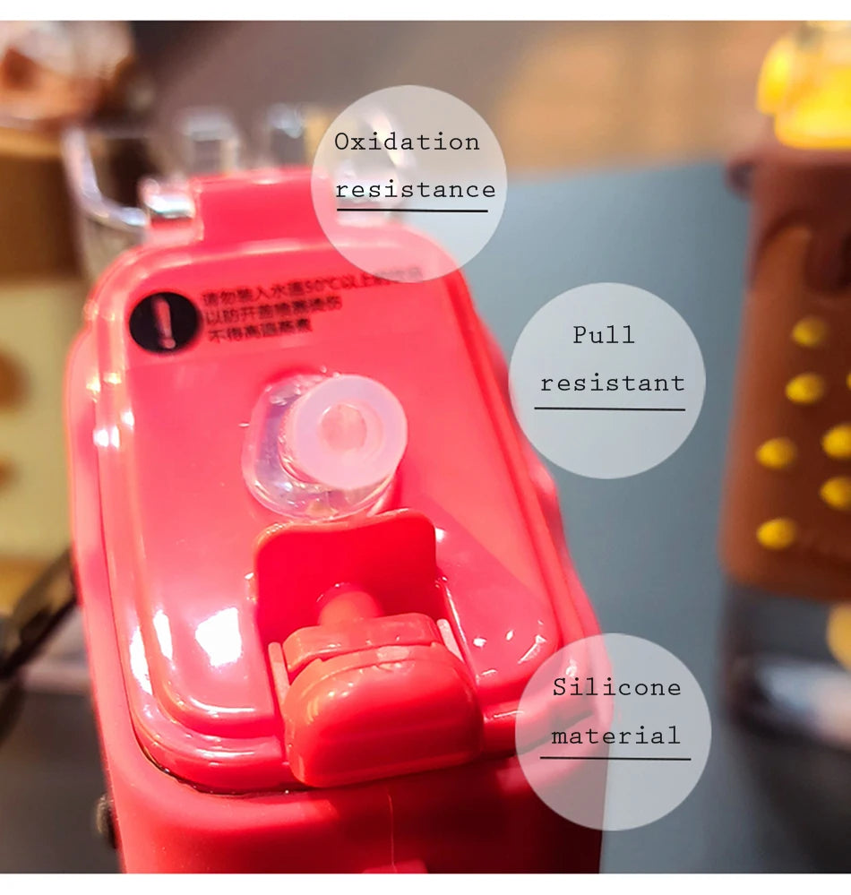 Cute Ice Cream Plastic Water Bottle With Straw Strap Popsicle Water Bottle Watermelon Kettle Leakproof Tritan Bottle BPA Free