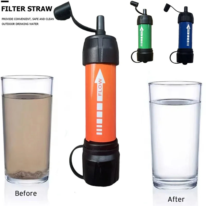 Outdoor Portable Water Filter for Hiking Camping & Emergency Survival Purifies Water Source On-The-Go Emergency & Disaster